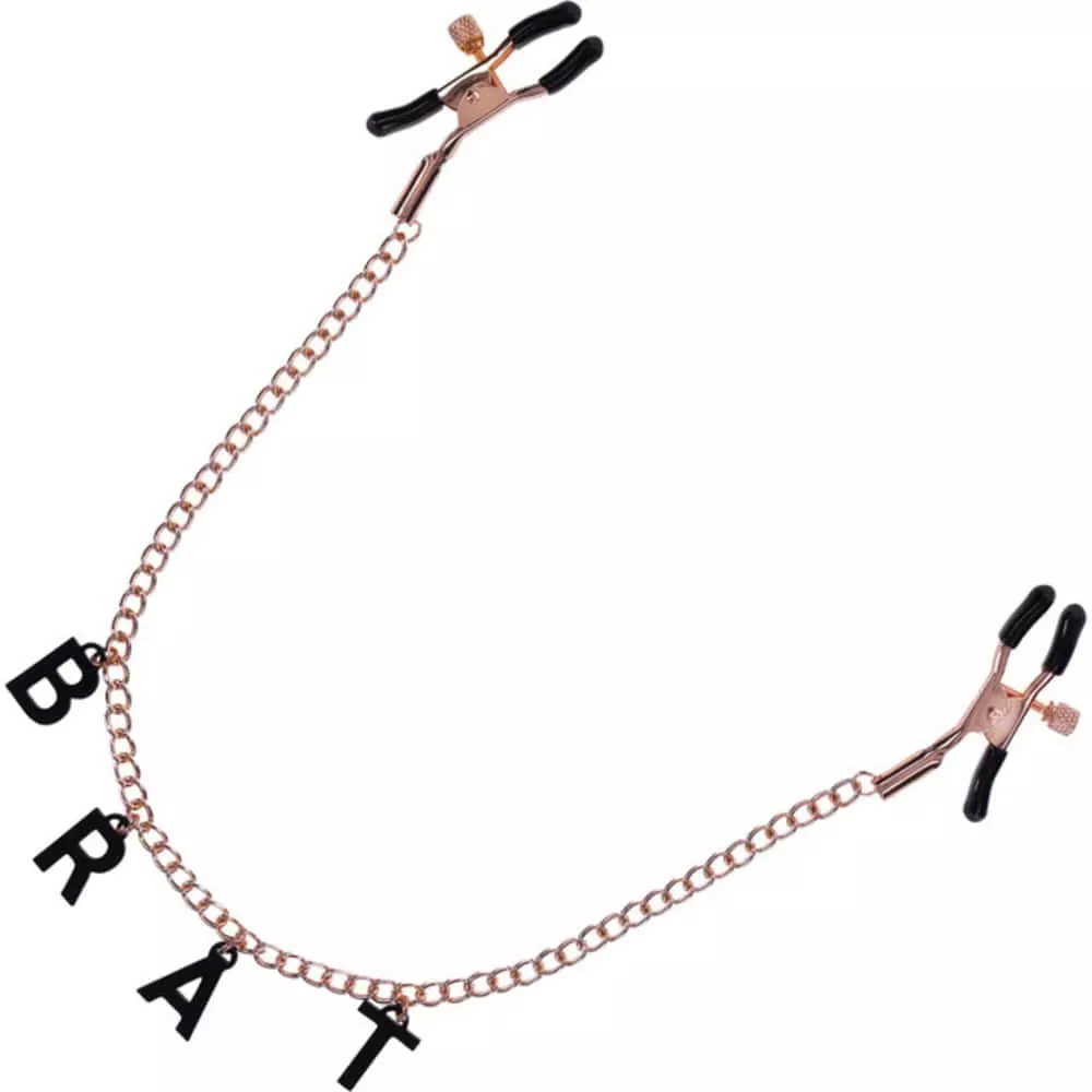 Sex & Mischief Brat Charmed Nipple Clamps In Rose Gold/Black